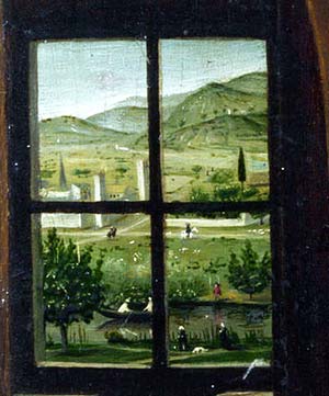 Dettaglio della finestra nel dipinto San Girolamo nello studio di Antonello da Messina