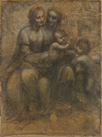 cartone preparatorio Sant’Anna con la Vergine, il Bambino e San Giovannino, di Leonardo