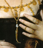 Ritratto di Lucina Brembati - dipinto di Lotto - particolare dei gioielli