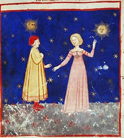 Beatrice e Dante - miniatura del sec. XIV