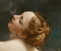 Giove e Io - dipinto di Correggio - particolare del viso della ninfa Io