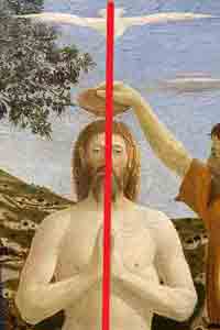 particolare del dipinto Battesimo di Cristo dipinto di Piero della francesca