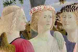 Battesimo di Cristo - dipinto di Piero della Francesca - particolare degli angeli