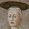 Madonna del parto - dipinto di Piero della Francesca - dettaglio viso della vergine
