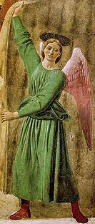Madonna del parto - dipinto di Piero della Francesca - particolare dell’angelo
