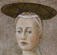 Madonna del parto - dipinto di Piero della Francesca - particolare del viso della Madonna
