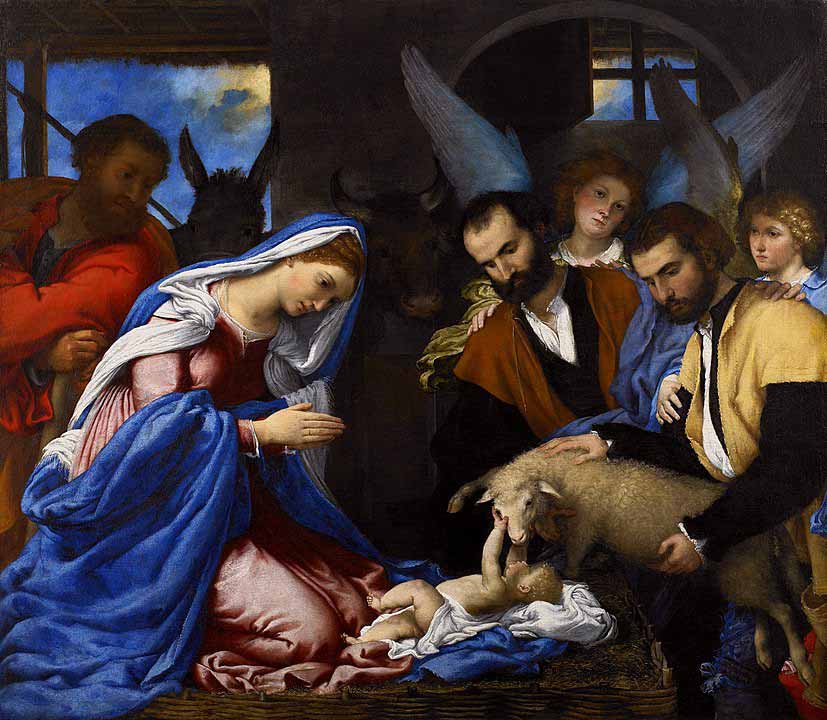 Adorazione dei pastori di Lorenzo Lotto, olio su tela