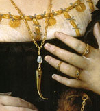 Ritratto di Lucina Brembati - dipinto di Lotto - particolare dei gioielli Ritratto di Lucina Brembati - dipinto di Lotto - particolare dei gioielli