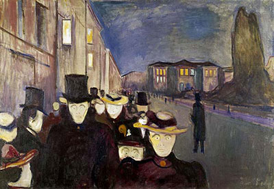 Sera sulla via Karl Johann opera di Edvard Munch