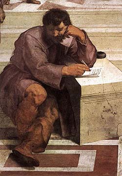 particolare Eraclito con il volto di Michelangelo