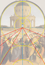 Sposalizio della Vergine - dipinto di Raffaello - particolare particolare linee prospettiche