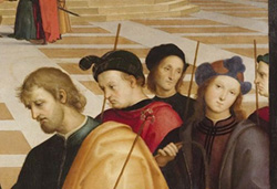 Sposalizio della Vergine - dipinto di Raffaello - particolare ramo fiorito
