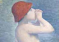 Particolare bambino nell'acqua del dipinto Une baignade à Asnières