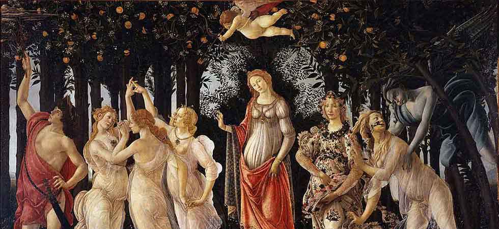 Primavera, dipinto di Botticelli del 1478 ca., conservato alla Galleria degli Uffizi a Firenze