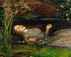 Particolare dipinto di Millais: Ofelia, 1851