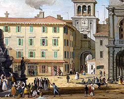 Dipinto di Giuseppe Bernardino Bison dal titolo Piazza vecchia a Trieste del 1920