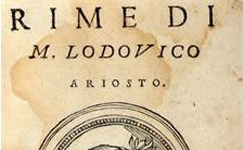 Frontespizio del testo "Rime" di Ariosto in cui sono raccolti i suoi sonetti
