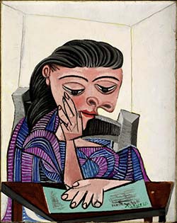 dipinto di Picasso dal titolo ragazza che legge del 1938