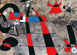 particolare di dipinto di Joan Mirò dal titolo Scala della fuga -1940