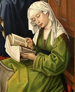 dipinto di Rogier van der weyden dal titolo Maddalena leggente
