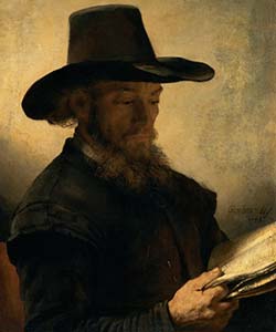 dipinto attribuito a Rembrandt dal titolo Man reading