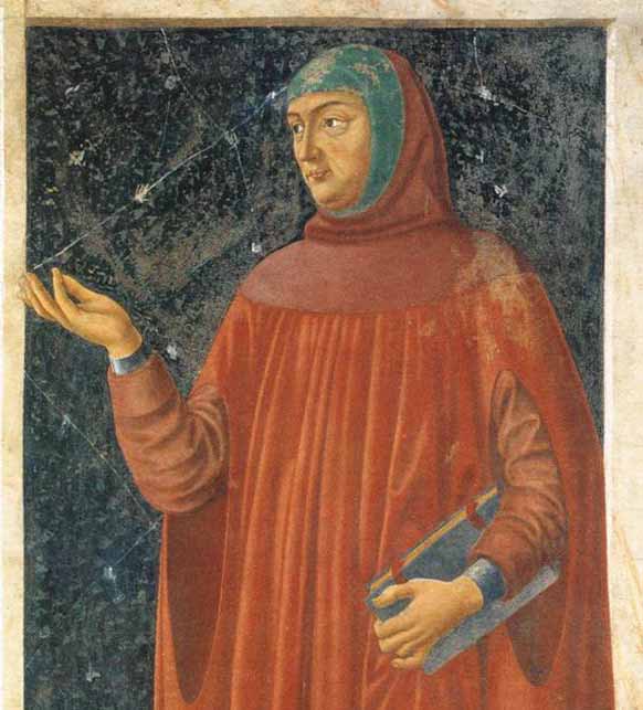 Francesco Petrarca ritratto da Andrea del Castagno - affresco su legno, 1450 circa