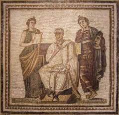 Virgilio in cattedra tra due Muse - mosaico pavimentale di inizio IIIsec. d.C.