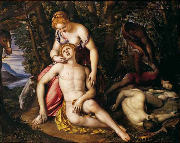 Angelica e Medoro, dipinto di Simone Peterzano, XVI sec. d.C.