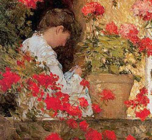 Dipinto di Childe Hassam dal titolo Geranio del 1888-89