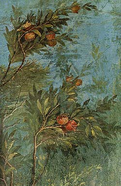 Albero di melograno, particolare di un affresco di villa di Livia - sito archeologico romano