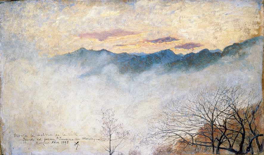 Dipinto di Vittore Grubicy de Dragon dal titolo Sale la nebbia dalla valle - 1895