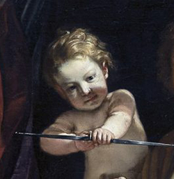 Particolare dipinto di Guercino : "Venere, Marte e Cupido"