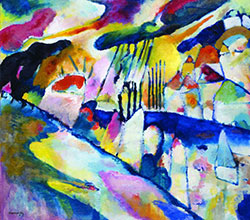 Dipinto di Vassilij Kandinskij dal titolo Paesaggio con pioggia del 1913