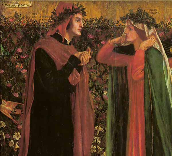 Particolare dipinto di Dante Gabriel Rossetti - Il saluto di Beatrice