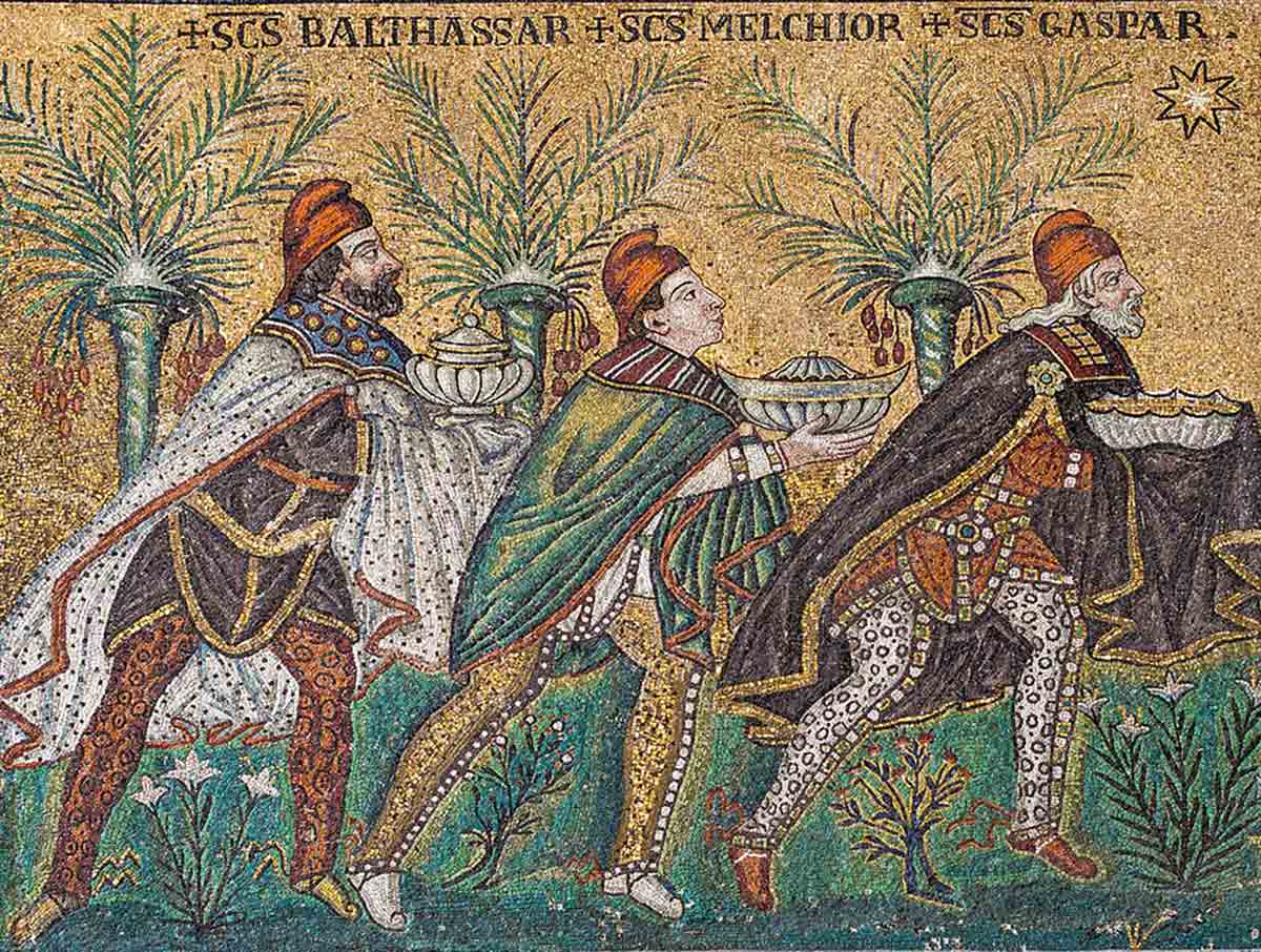 Affresco della Basilica di Sant'Apollinare Nuovo – Ravenna – I magi e la stella