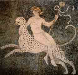 Mosaico raffigurante Dionisio a cavallo di un ghepardo - IV sec. a.C. - Pella - Grecia
