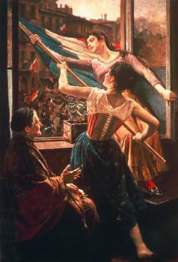Episodio delle Cinque Giornate in Piazza Sant'Alessandro, dipinto di Carlo Stragliati
