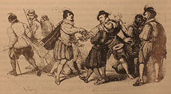 Illustrazione di Francesco Gonin raffigurante il ferimento del nobile da parte di Lodovico