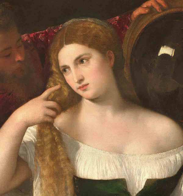 Donna allo specchio dipinto di Tiziano