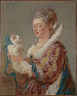 Donna con cane dipinto di Fragonard