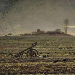 Dipinto di Millet dal titolo La pianura di Chailly con erpice e aratro - particolare