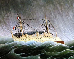 Boat in the storm dipinto di Henri Rousseau del 1899