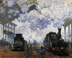 Dipinto di monet dal titolo La stazione di Saint Lazare