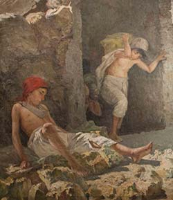 Particolare dipinto di Onofrio Tomaselli dal titolo I carusi del 1905